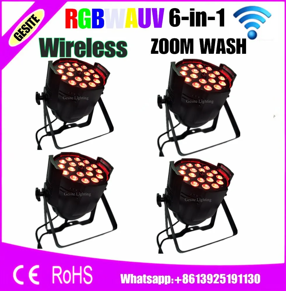 4 шт./лот Беспроводное управление Alibaba/Alixpress сценический свет Par Can 18x18w RGBWAUV 6in1 с