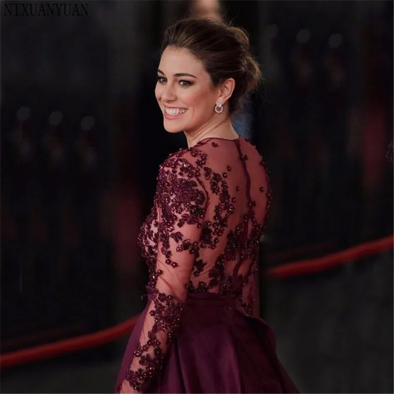 Женское вечернее платье с длинным рукавом фиолетовое знаменитости Элегантное