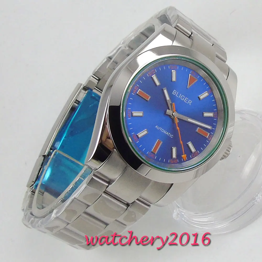 39 мм синий циферблат сапфировое стекло топ бренд роскошный автоматический