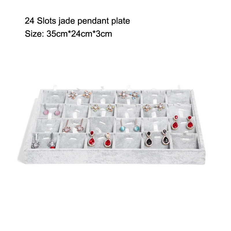 

High Quality Velvet Jewelry Trays Jewelry Display Holder Bracelet Ring Earring Jade Pendan Box Case Jewelry Storage Organizer
