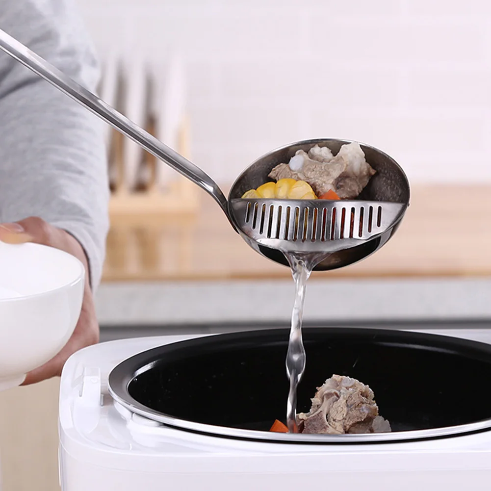 Stainless Steel Soup Hot Pot Spoon Long Handle Cooking Tools Filter | Дом и сад