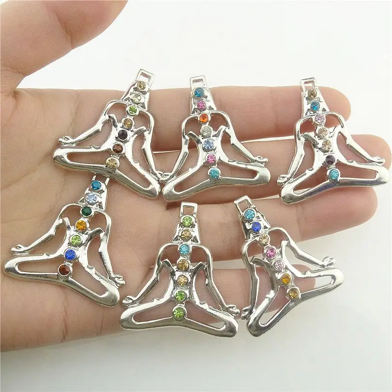 Разноцветные кристаллические чакры Стразы подвески для медитации кожаные