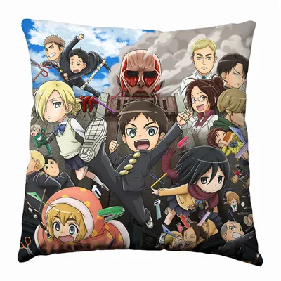 Черный Аниме Манга Shingeki no Kyojin атака на Титанов 40x40 см чехол для подушки сиденья постельные принадлежности - Цвет: Черный