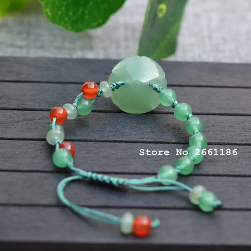 Браслеты из натурального зеленого нефрита резные ювелирные украшения с круглыми