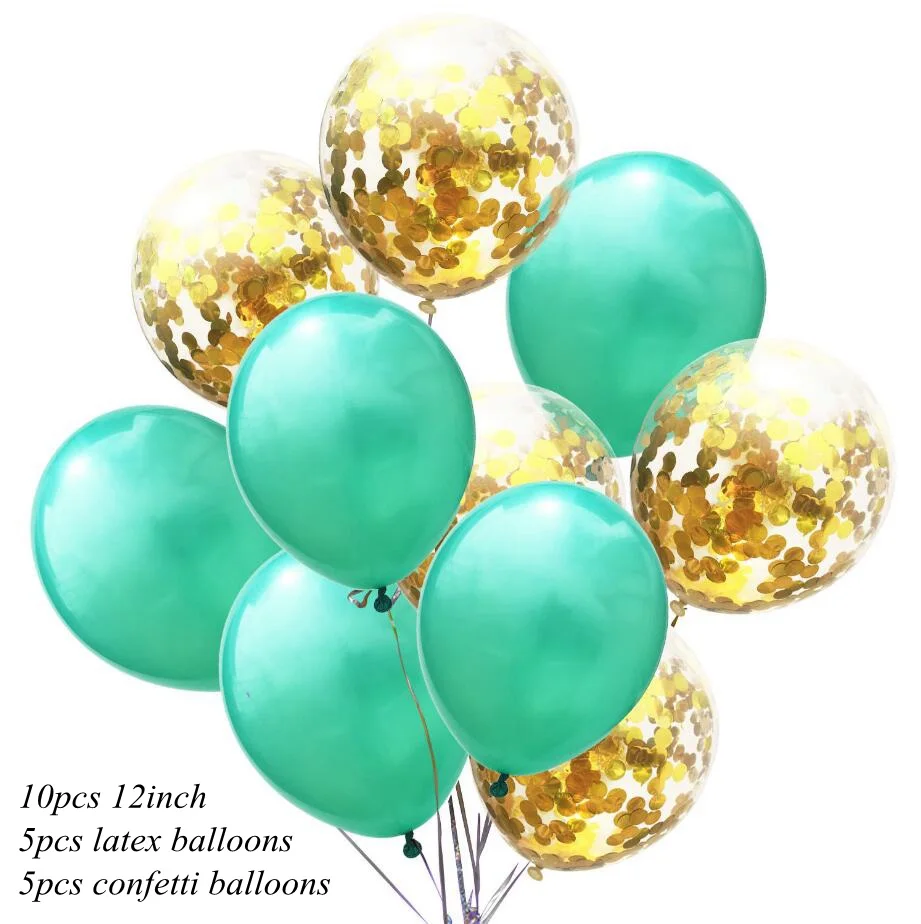 5 gold con 5 green 10 шт. 12 дюймов металлические цвета латексные шары воздушные шары с конфетти надувной шар для дня рождения, свадьбы, вечеринки - Цвет: 5 gold con 5 green