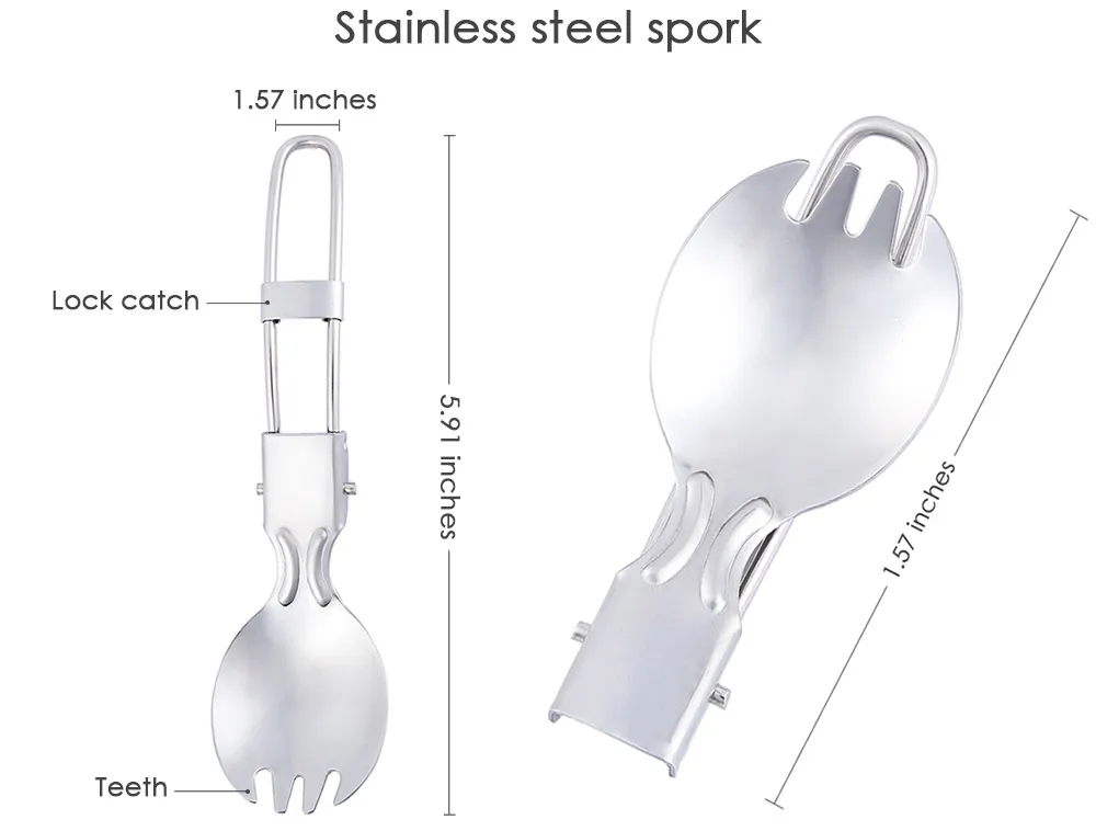 Открытый Отдых Пикник Портативный посуда из нержавеющей стали spork Ложка Вилка