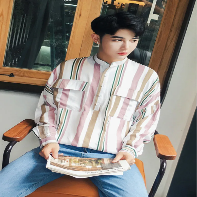 2018 летние специальный человек рубашка с длинными рукавами в Корейском стиле