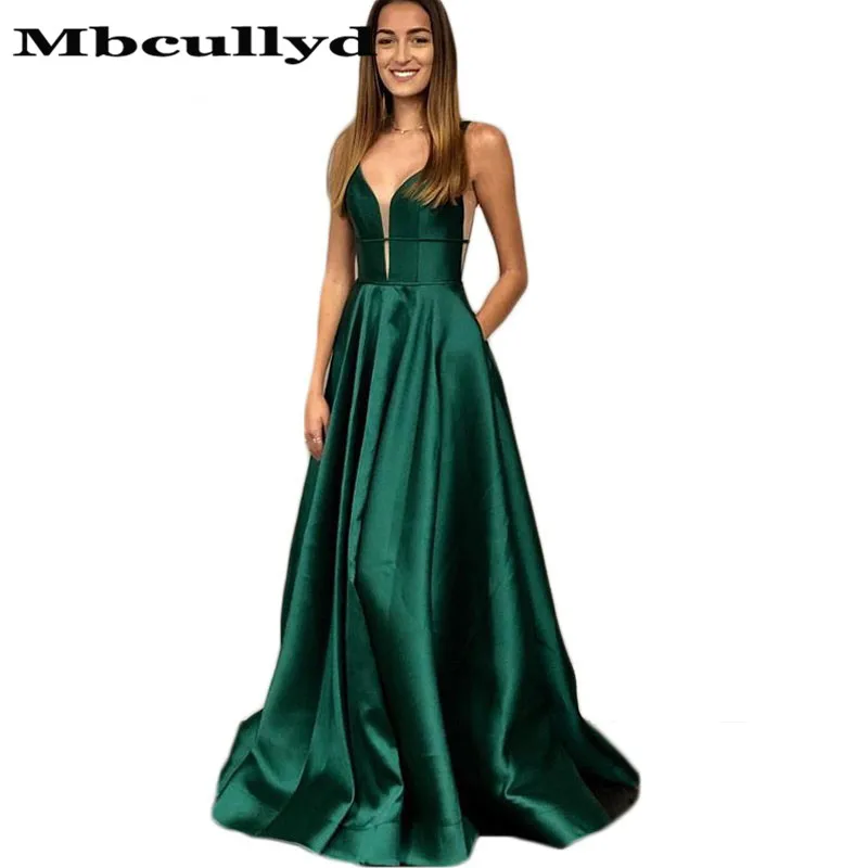 

Mbcullyd Dark Green Prom Dresses Long 2023 Sexy Backless Evening Gala Dress Party Gowns Formal Sweep Train robe de soiree