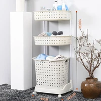 resin laundry dirty clothes basket pulley multi layer clothes storage basket combined type storage box shelf free shipping
