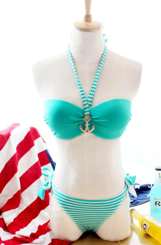 Женщины бикини установить 2017 новый мягкий полосатый bikinis сексуальное push up