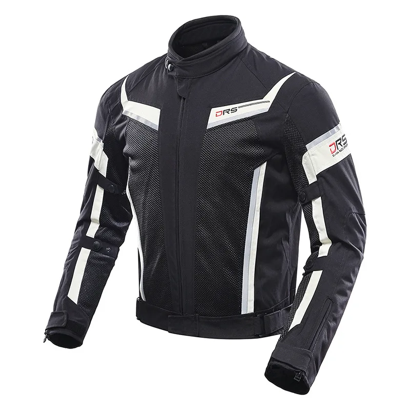 jacket black white DUHAN, мотоциклетный костюм для гонок, мужская летняя куртка и штаны, сетчатая одежда для мотокросса, одежда для верховой езды, новинка, мужская одежда с CE, одобренные протекторы - Цвет: jacket black white
