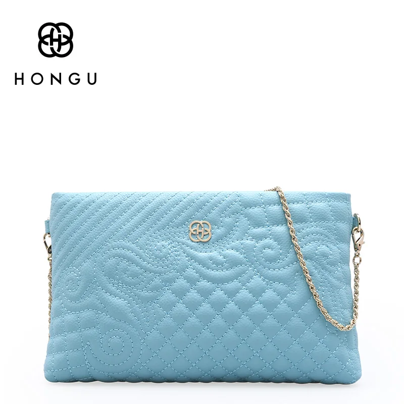 HONGU Luxury Genuine Cow Leather Evening Bag Women Messenger Shoulder Handbag Chain Business Wallet Functional Beach Storage | Багаж и