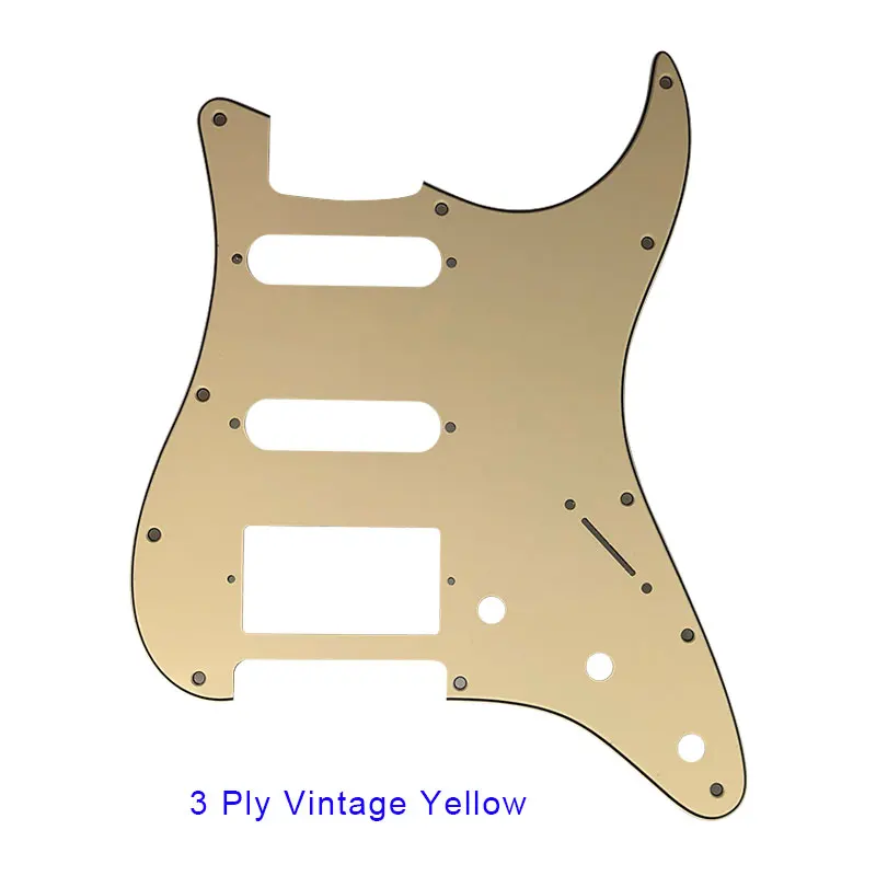 3Ply Vintage Yellow Качественные электрогитары Для США \ Мехико Fd Stratocaster 11 отверстий HSS PAF хамбакер гитара накладка царапина пластина - Цвет: 3Ply Vintage Yellow