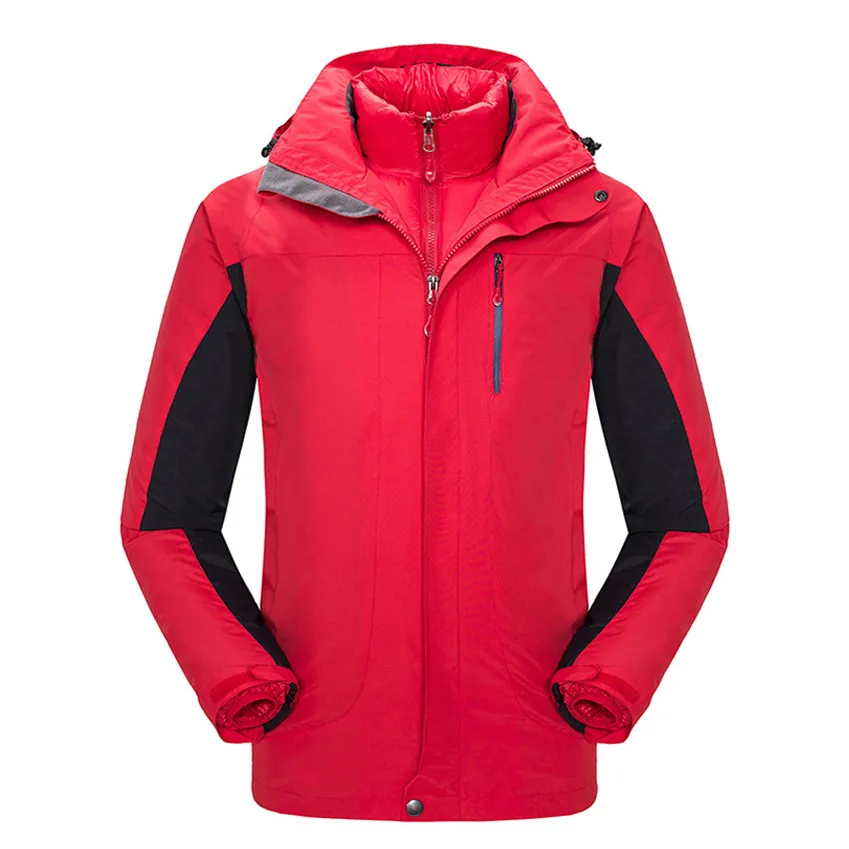 Men Red Горные мужские и женские 2 шт. Зимние флисовые походные куртки-пуховики для спорта на открытом воздухе теплая ветровка для кемпинга толстые пальто VA517 - Цвет: Men Red