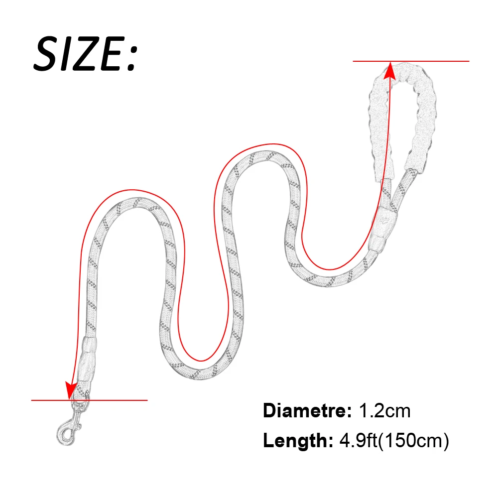 

New Reflective Large Dog Leash Nylon Rope Pet Running Tracking Leashes Long Lead Dog Mountain Climbing Rope for Medium Large Dog