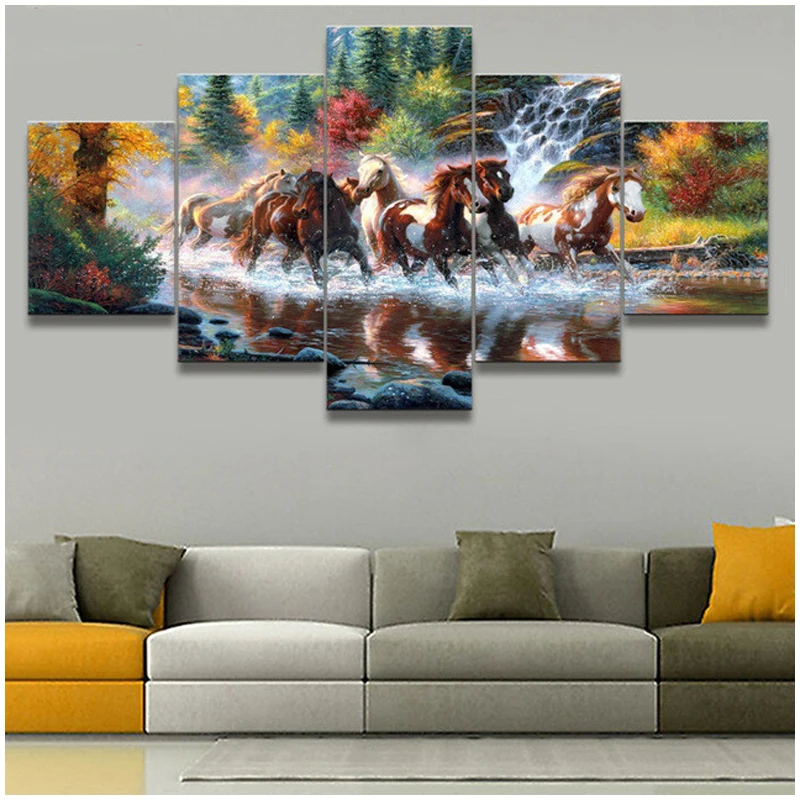 

5pcs square/round diamond embroidery Animal horse diy diamond Painting Natural waterfall mosaic Needlework cross stitchZP-1833