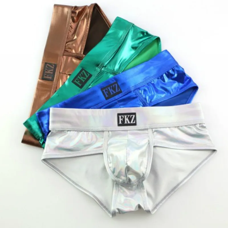 2 шт./партия мужские кожаные боксеры с металлическим блеском|leather boxer|shiny boxerleather