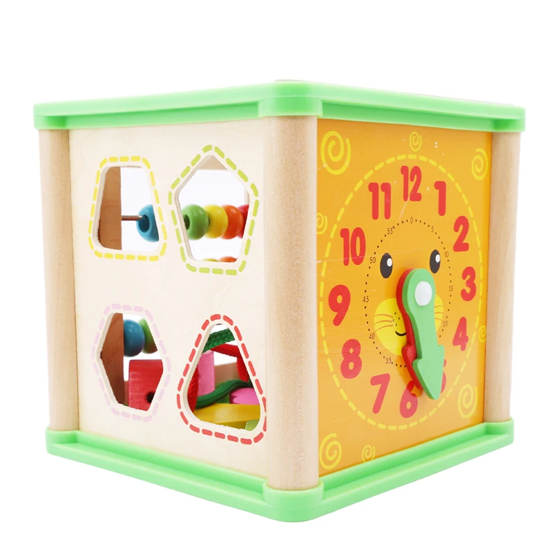 Colorful Wooden Math Around Bead Maze Letters Recognition Abacus Clock Multi-function Four Sides Treasure Chest Education | Игрушки и
