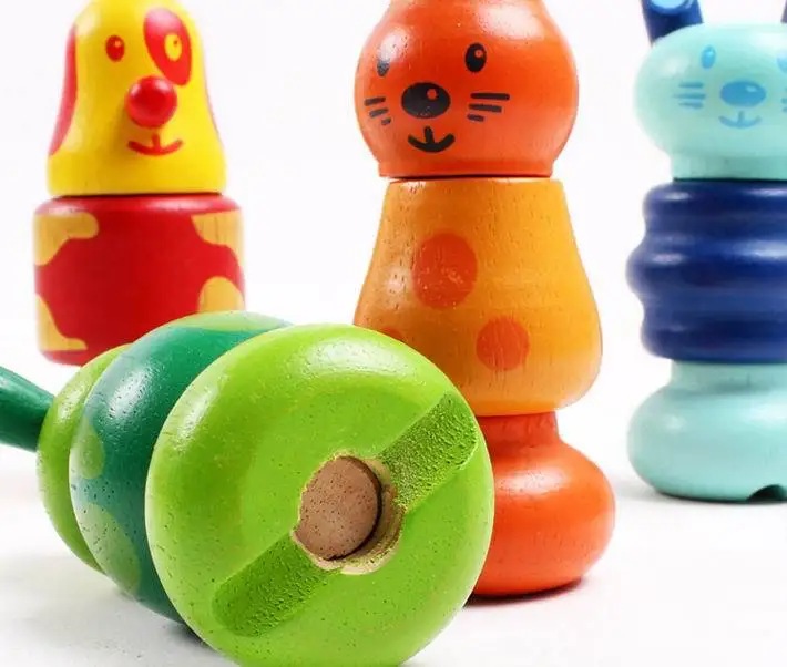 4 шт. детские деревянные сборные блоки с животными/простой винт DIY инструмент