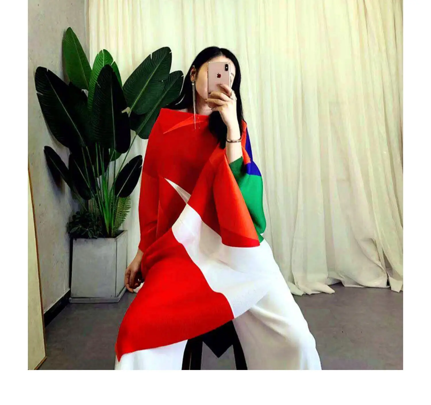 Changpleat Весна Лето дизайн женское асимметричное платье Miyak Плиссированное модное платье с рукавом летучая мышь спереди и сзади