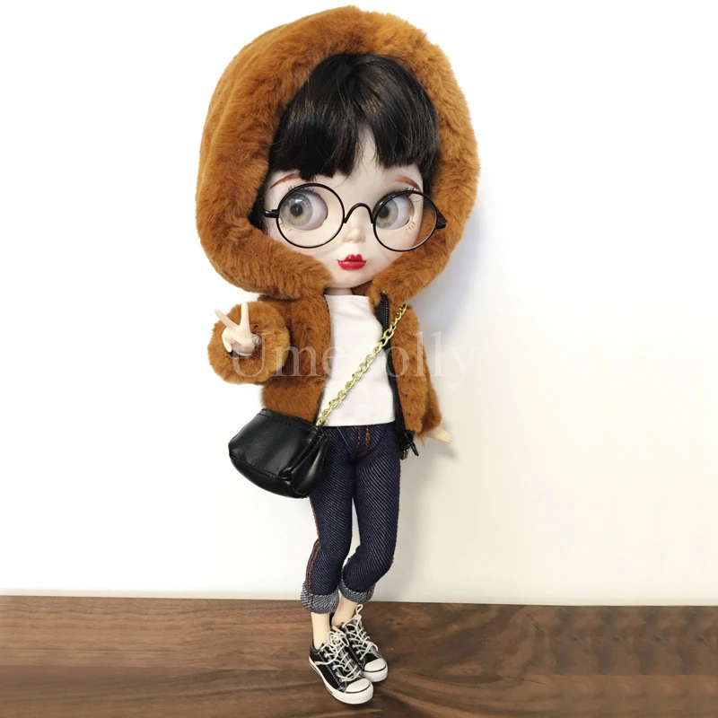 1 шт. зимняя одежда Neoblythe милая Меховая куртка для кукол Blyth Barbies джинсы штаны