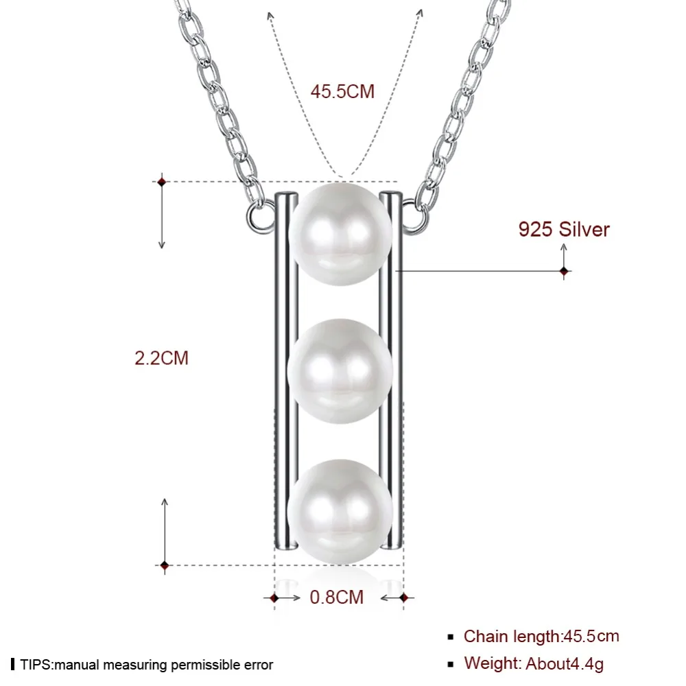 S925 Sterling Silver Three Pearls Necklaces Clavicle Chain Simple Temperament Short Section Items Trendy Fine Jewelry Free Box |