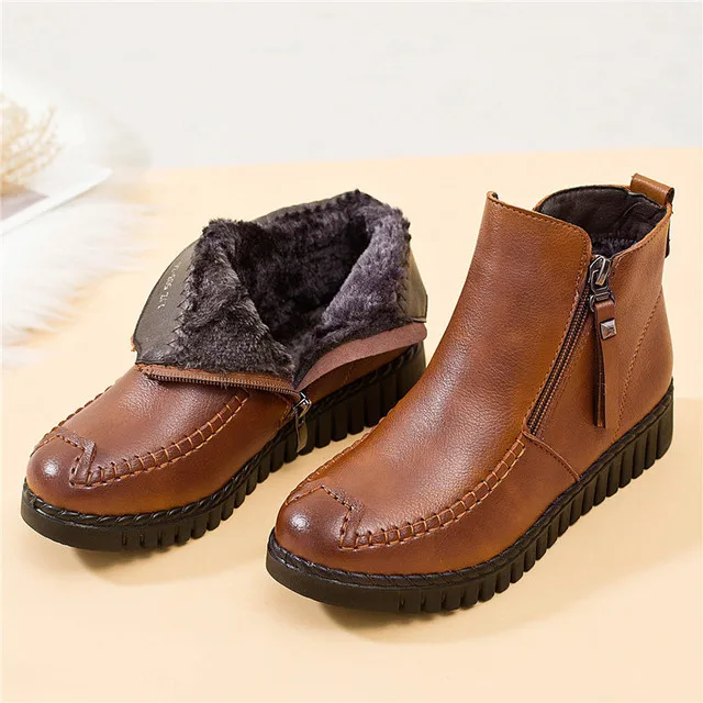 2020 г. новые модные зимние женские мокасины из искусственной кожи ботинки теплые
