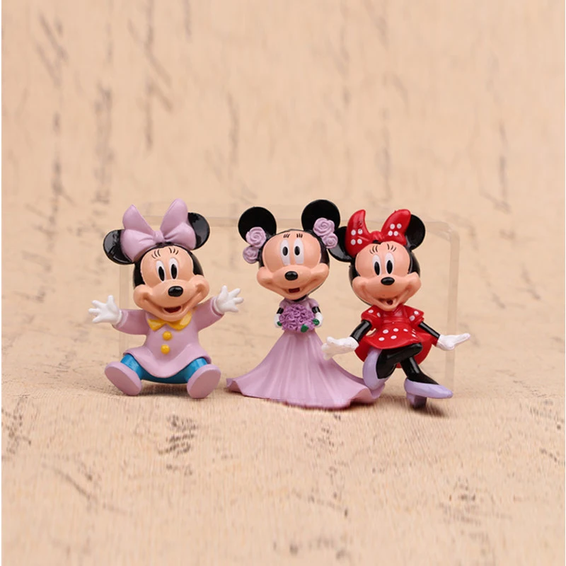 Disney 6 шт./лот Микки Маус с изображениями персонажей аниме фигурами комплект Минни