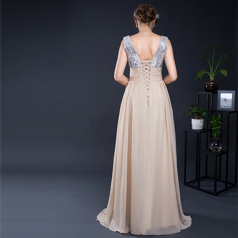 Forevergracedress Шампанское платье подружки невесты Новинка Длинные шифон Кружева на