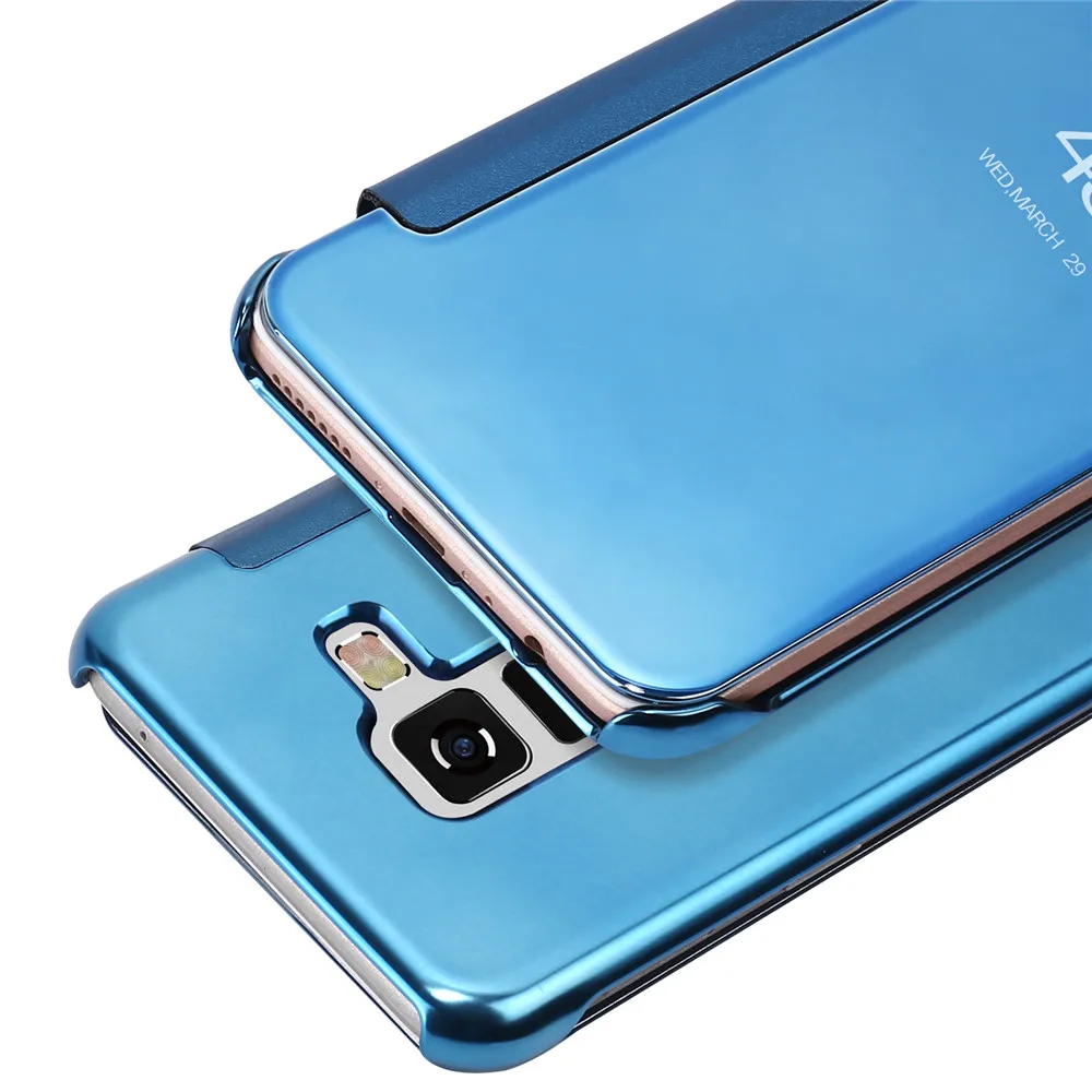 Умный прозрачный зеркальный чехол с откидной подставкой из искусственной кожи