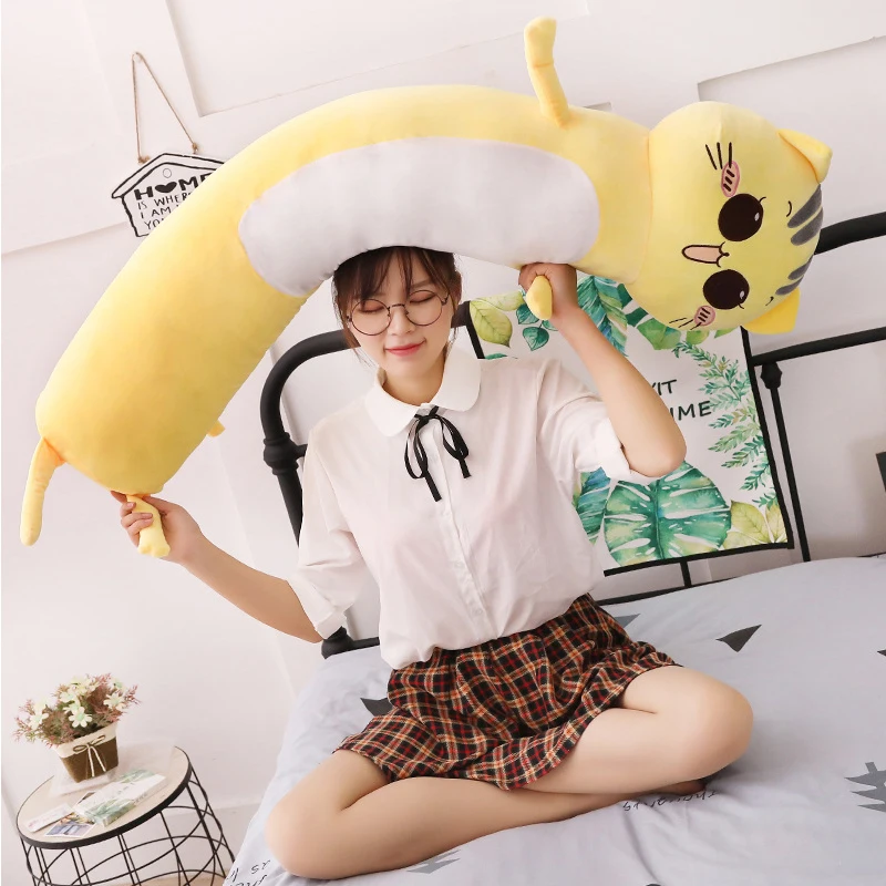 Игрушки большого размера 90/140/165 см милая Желтая подушка в виде кошки мягкая