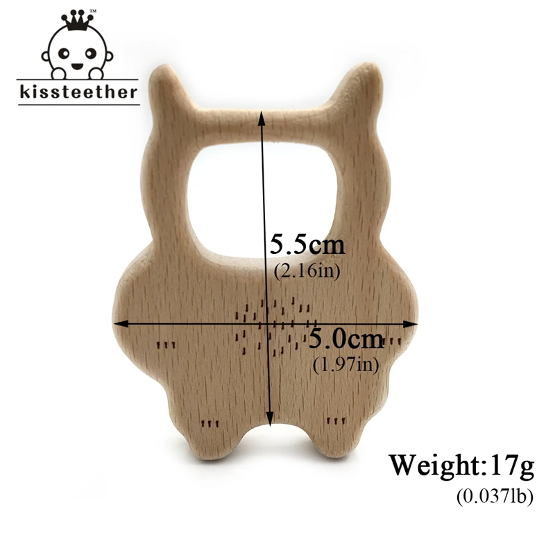 Mordedor org&aacute;nico de madera para beb&eacute;, juguete de dentici&oacute;n Natural, regalo para Baby Shower-3
