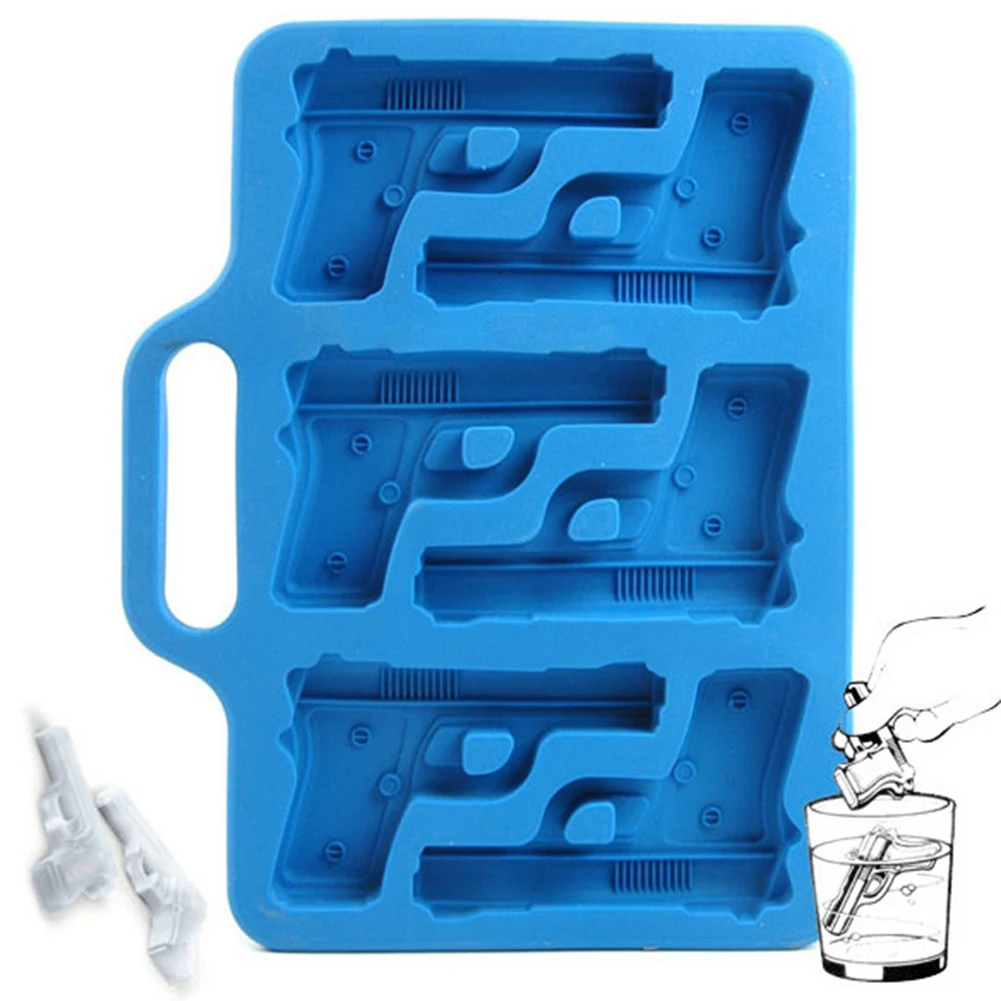 Gun Shaped blue 3D силиконовые формы для льда лоток для виски вино война пистолет мороженое в форме пули кубик для шоколада плесень бар вечерние питьевые принадлежности - Цвет: Gun Shaped blue