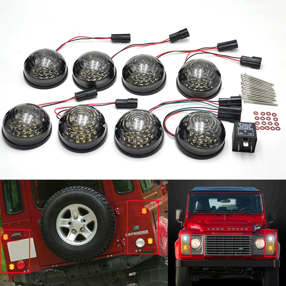 8PCS For 83-90 90/110 Land Rover Defender Complete LED Lamp Upgrade Kit Clear/Smoked |