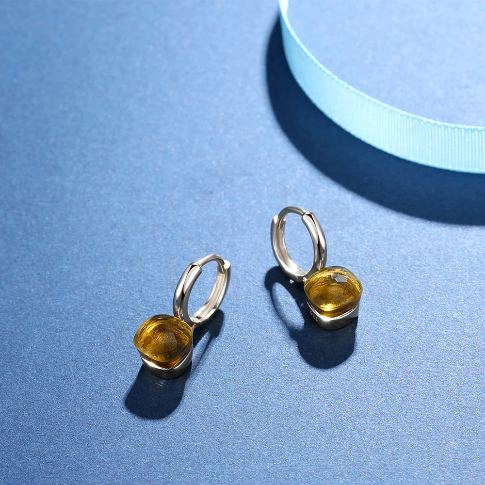 Серьги-подвески из серебра 925 пробы с желтым топазом | Украшения и аксессуары