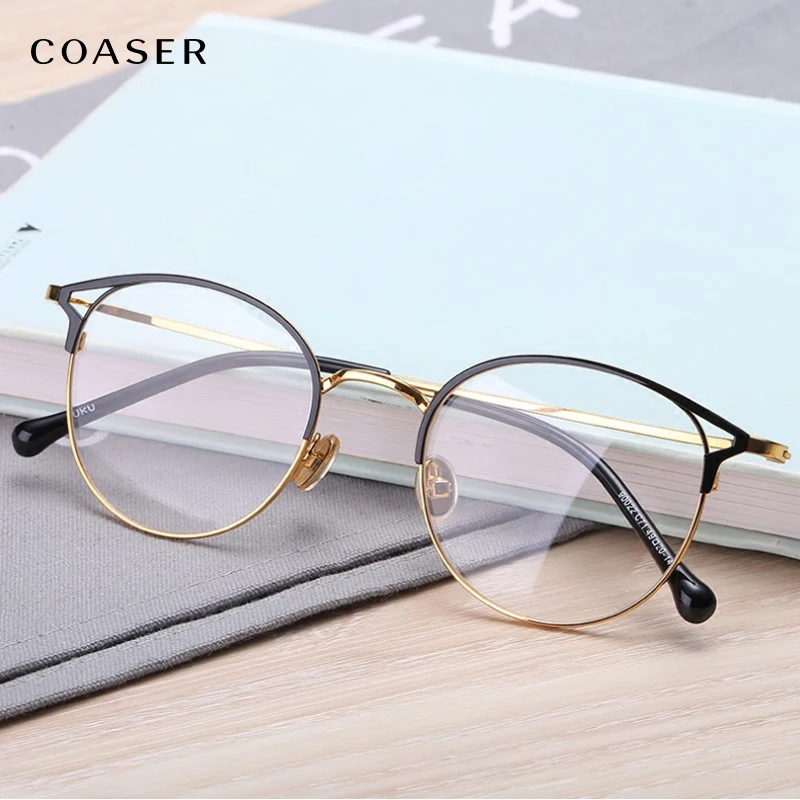 

COASER Women Glasses Frame Design Vintage Polygon Alloy Spectacle oculos suit Prescription Optical lens computer Eyewear gafas