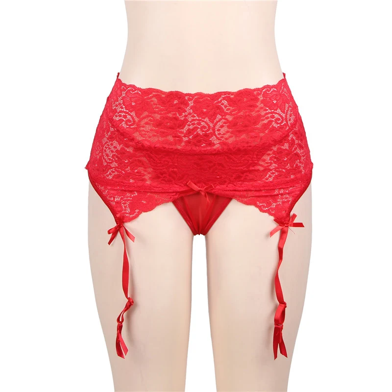red garter Кружевные подтяжки женские сексуальные с высокой талией Подвязки Пояс с чулками набор черный красный Porte Jaretelles Femme Свадебные трусики с подвязками P5159 - Цвет: red garter