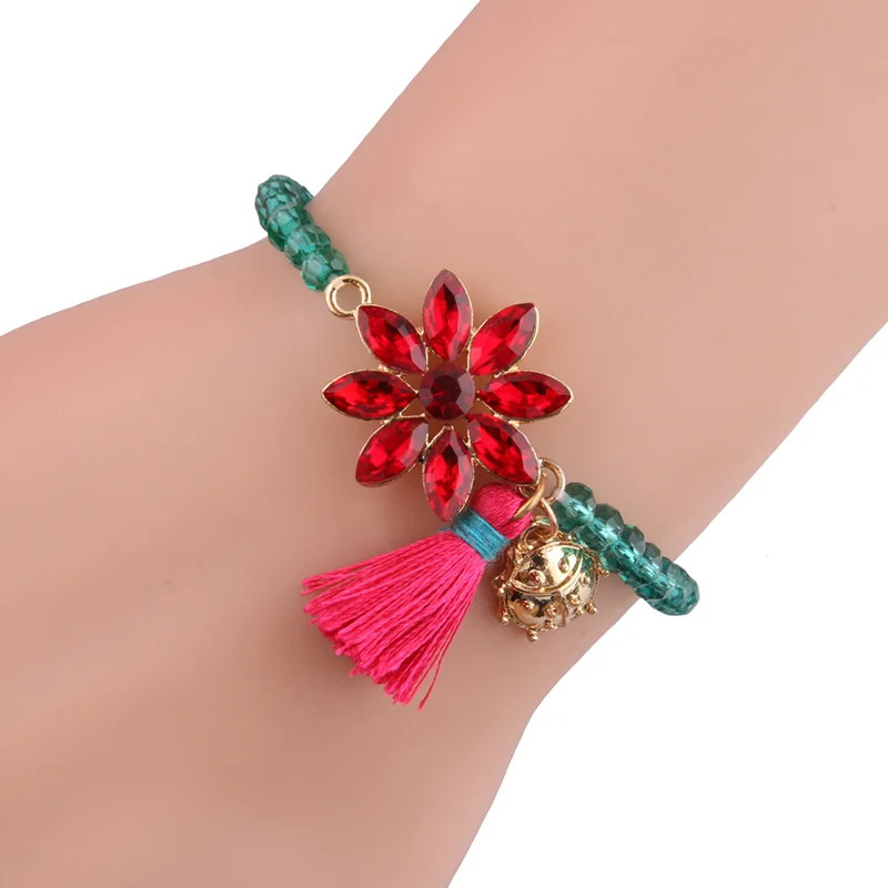 green red NeeFuWoFu хрустальные бусины браслеты Pulsera нити Богемия де Мадера Estrela de Cinco Pontas модные ювелирные изделия браслет оптом - Окраска металла: green red