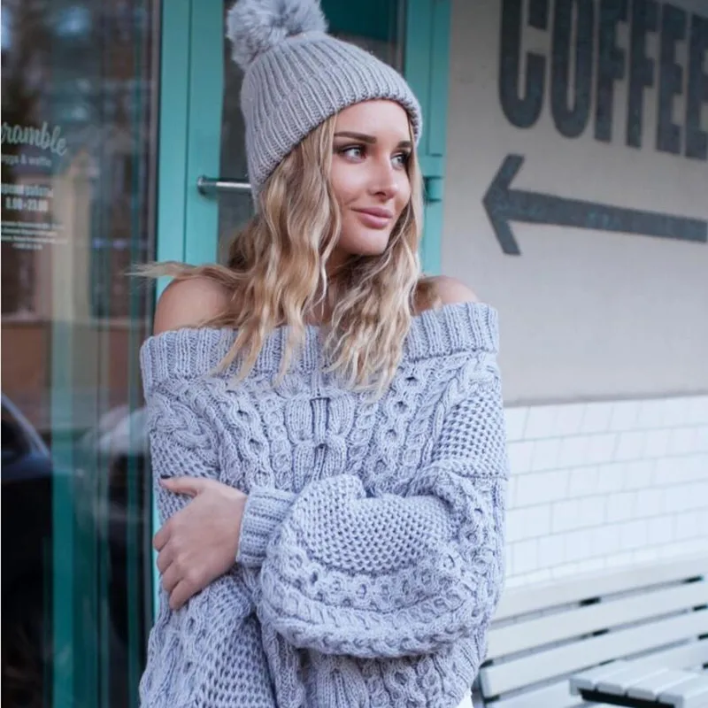 Весна/Осень Новые Модные свободные трикотажный пуловер с пышными рукавами Slash