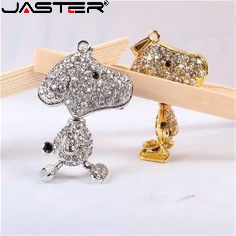 

JASTER cute metal animal necklace crystal usb flash drive dog jewerly keychain puppy pendrive 4GB 8GB 16GB 32GB memory stick