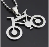 new stainless steel geometric mountain travel bicycle necklace hollow round bike pendant charm necklace jewelry for love gift
