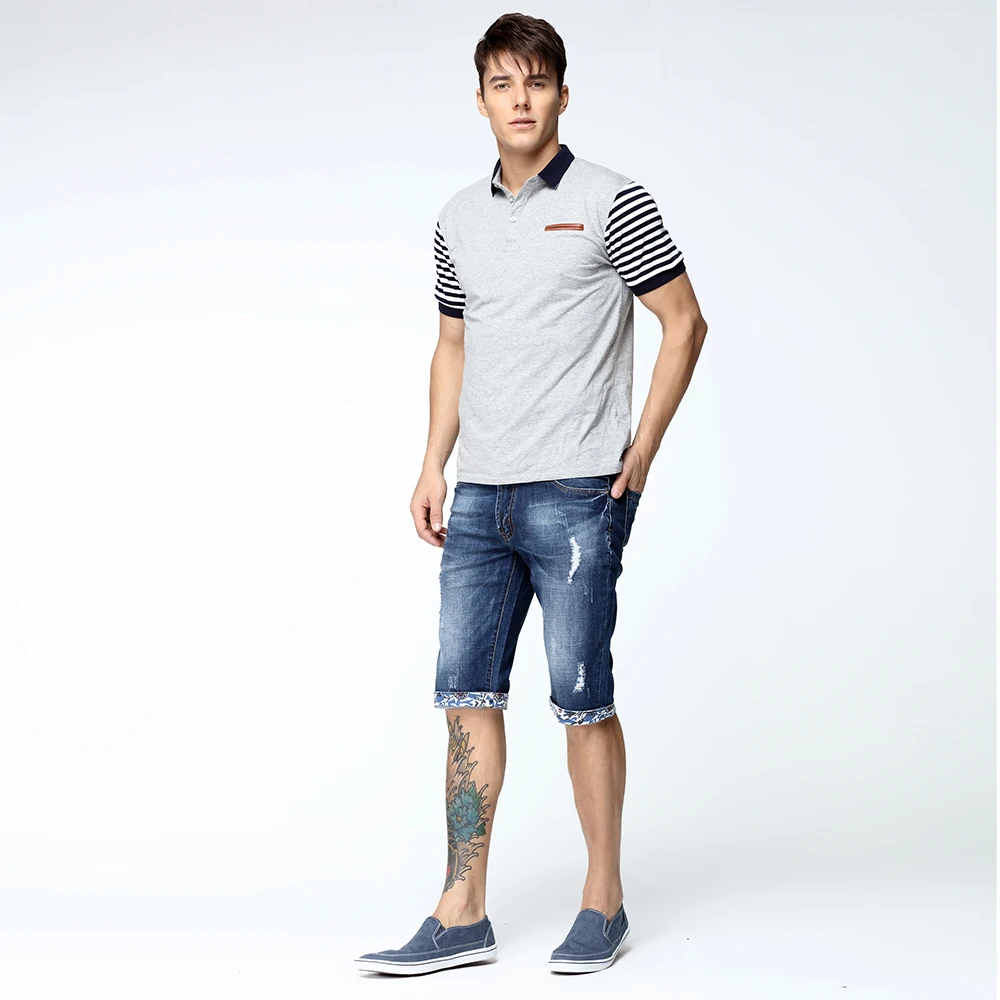 2017 Новый Летний Мужские Случайные Короткие Джинсовые Шорты Тонкий Колен Стрейч