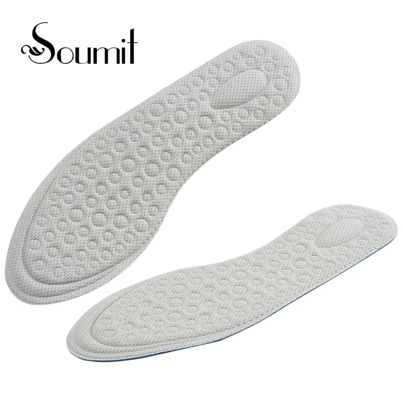 

Soumit 4D Massage Sponge Insoles for Feet Summer Sweat-Absorption Sport Shoe Pads for Sneaker Shoes Black Grey