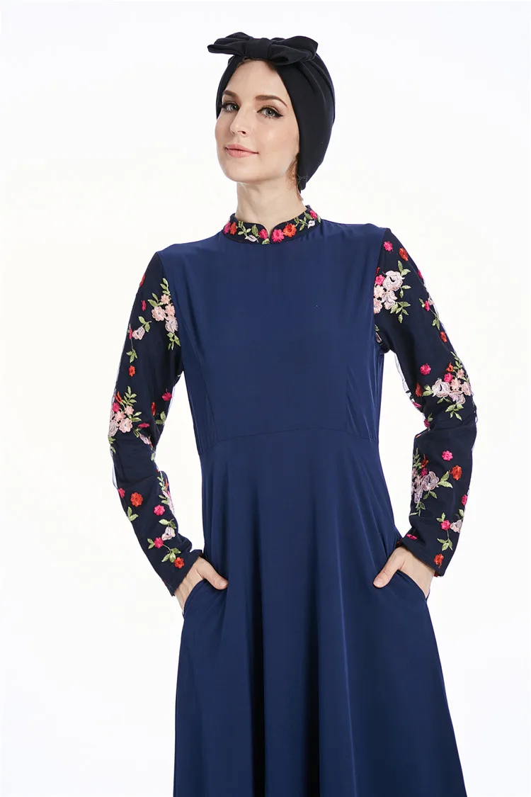 Мусульманское длинное платье с вышивкой Abaya кардиган из крепа туника кимоно