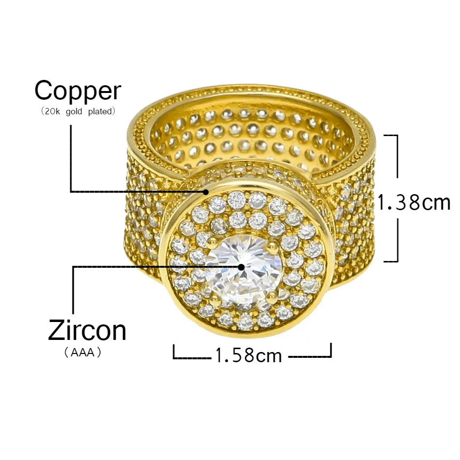 Мужское кольцо в стиле хип хоп UWIN серебряное с инкрустацией и стразами из фианита