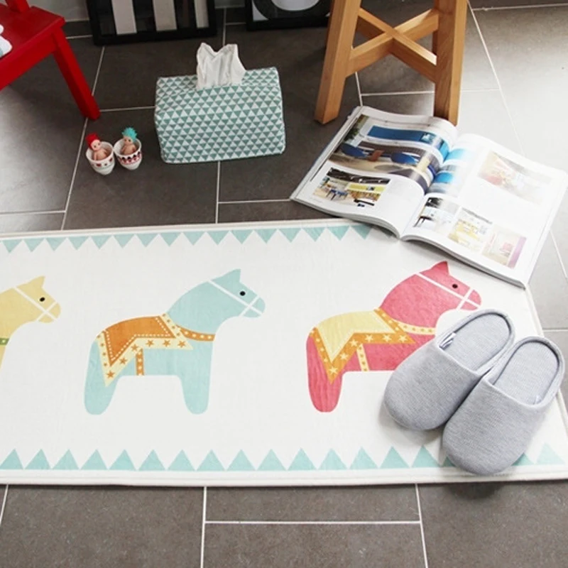 Comprare 50x80 + 50x120 Cm/set Cartoon Horse Mat Cucina Casa Coreana Ingresso/corridoio Zerbino Anti-slip Bagno Carpet Armadio/balcone Tappeto