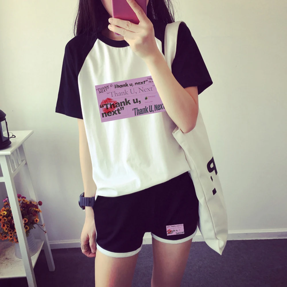 

Ariana Grande Two Piece Set Women Fashion Summer Women Short Sleeve Splice Crop Top+Shorts 2019 Hot Sale Kpop Casual Clothes