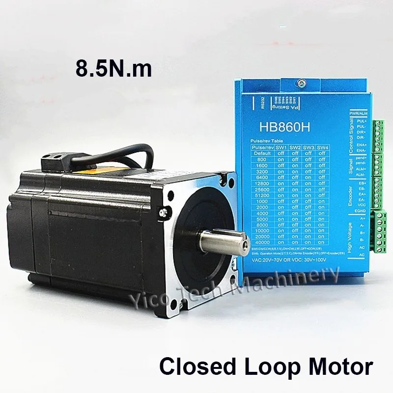 Nema 86 замкнутый цикл шаговый двигатель и Драйвер набор 86HB250 118B + HB860H 2 фазы 8.5N. m шаг