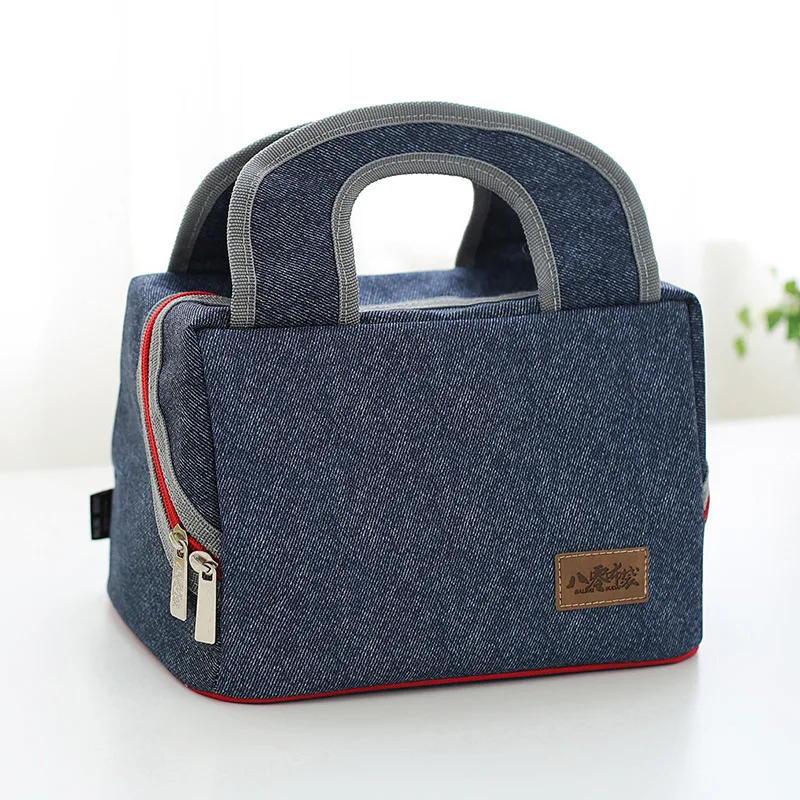 New Fashion Denim Portable Insulated lunch Bag casual Thermal Food Picnic Bag for Women kids Men Lunch Box thermo Bag