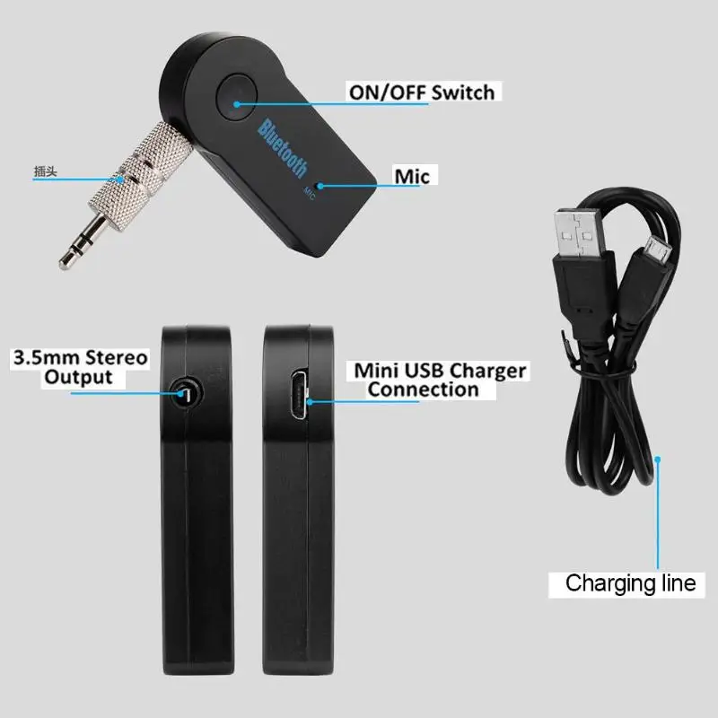MP3 музыкальный ресивер адаптер 3 5 мм AUX разъем Bluetooth V3.0 + EDR громкой связи